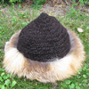 Hand-spun wool hat with fox fur (Ingunn)